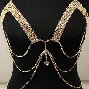 Gold Rhinestone Body Chain